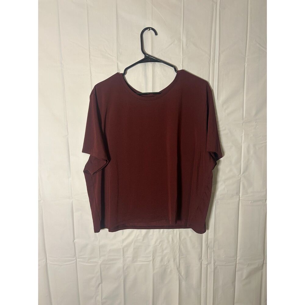 GapFit Womens XXL Burgundy Crop T Shirt Boxy Short Sleeve Athletic Workout Top